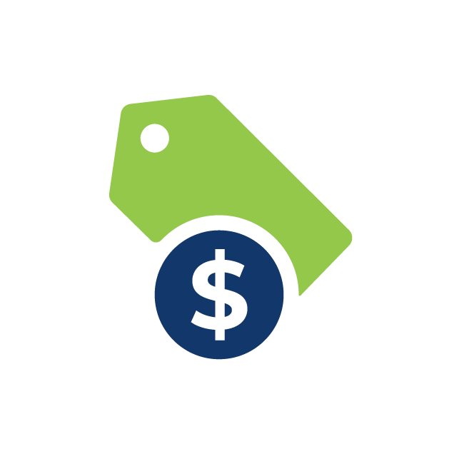 blue and green price tag logo