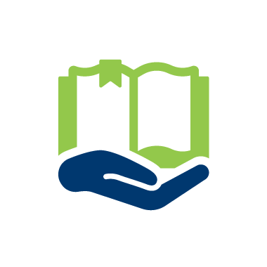 green and blue learning icon